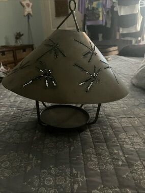 Hanging Dragonfly Lantern in Matte Brown - Unbranded